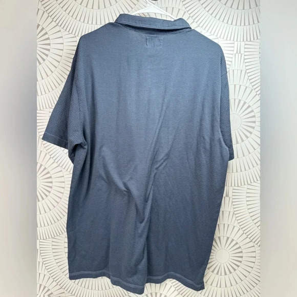 Linksoul‎ Mens Short Sleeve Blue Stripe Polo Shirt with Pocket Size XL - Picture 3 of 5